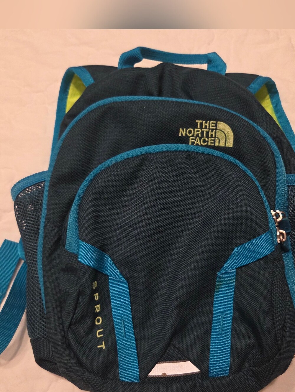 The North Face Sprout Mini Backpack Dark Blue Teal Green Toddler Kids Daypack